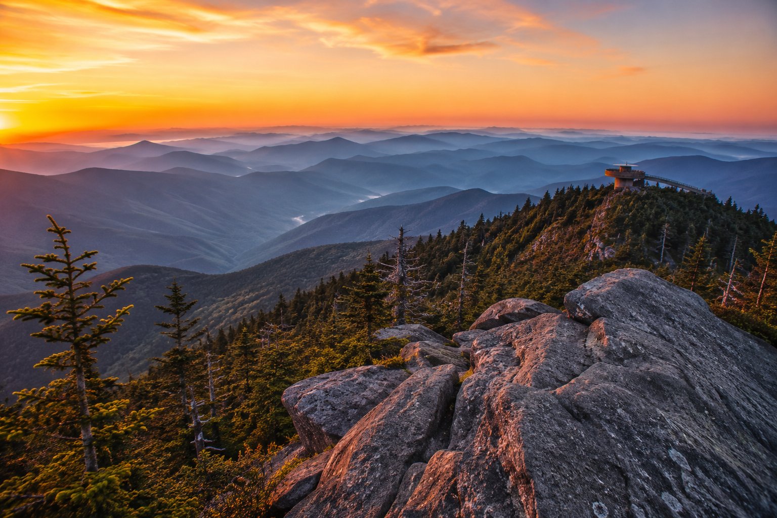 Smoky Mountains sunset view